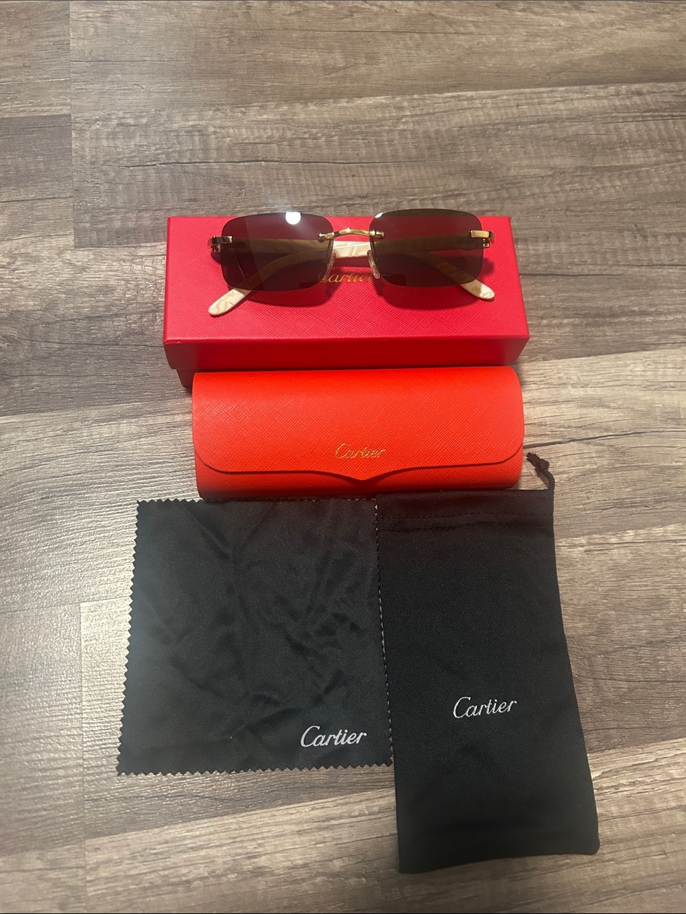 Cartier Sunglasses in Brown and Gold-Toned Metal